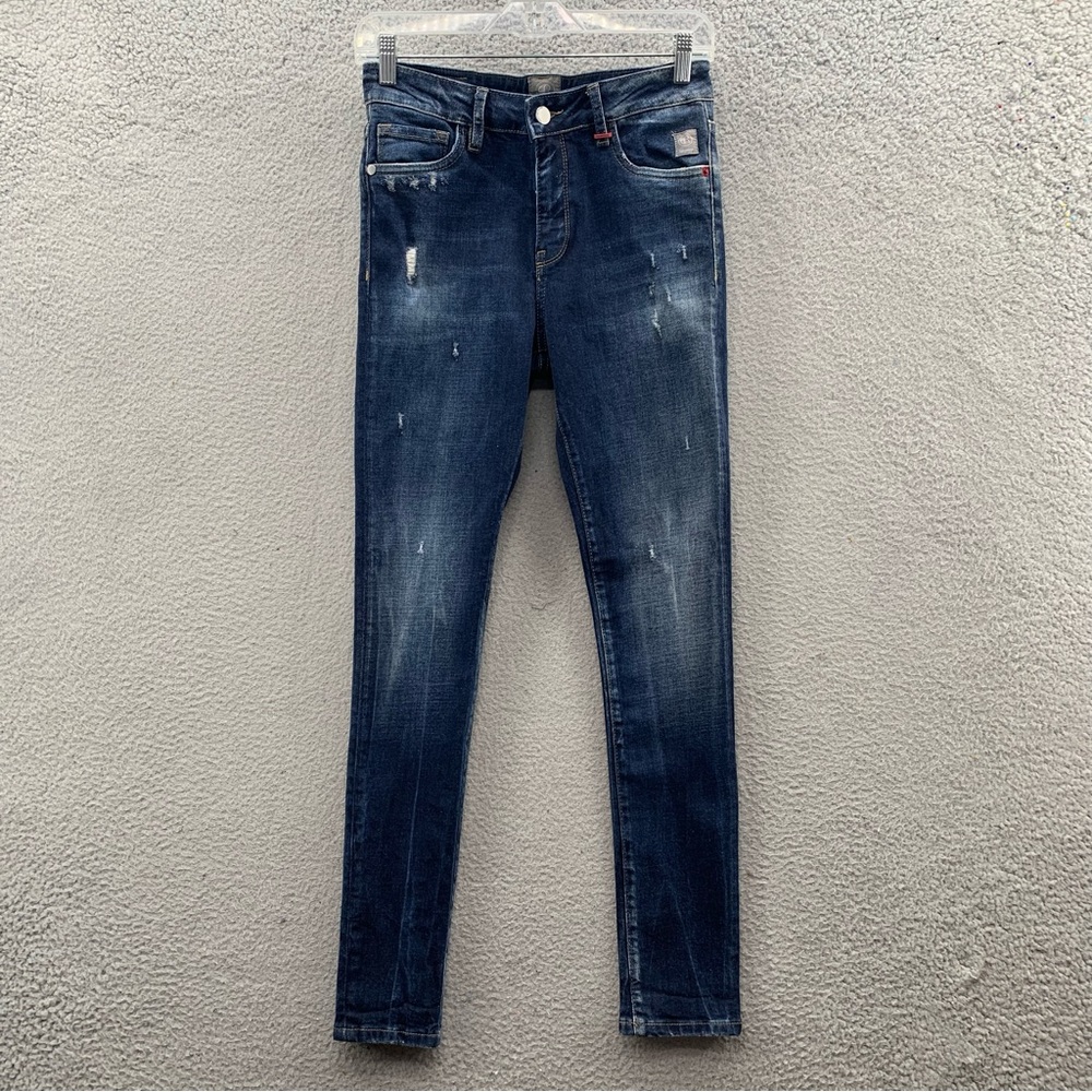 Elias Rumelis Women High Waist Tessa Ripped Distressed Skinny Blue Jeans Size 27